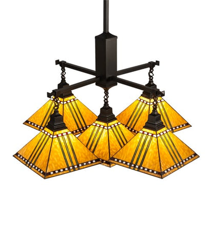 Square Prairie Corn 5 Light 54" Wide Chandelier