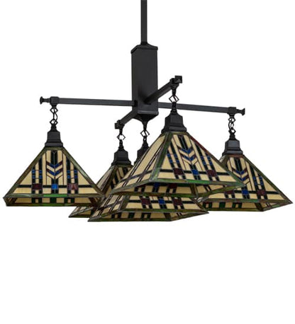 Square Prairie Wheat 5 Light 54" Wide Chandelier
