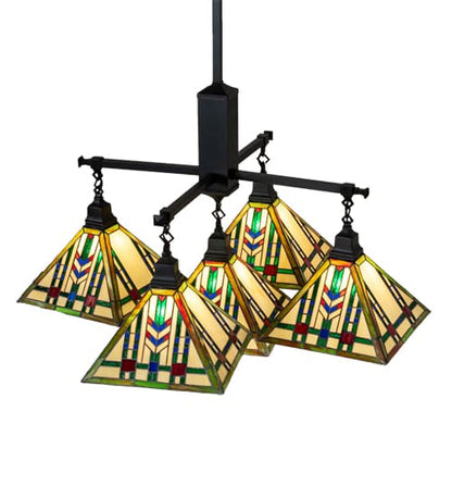 Square Prairie Wheat 5 Light 54" Wide Chandelier