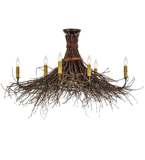 Twigs 8 Light 36" Wide Semi-Flush Ceiling Fixture