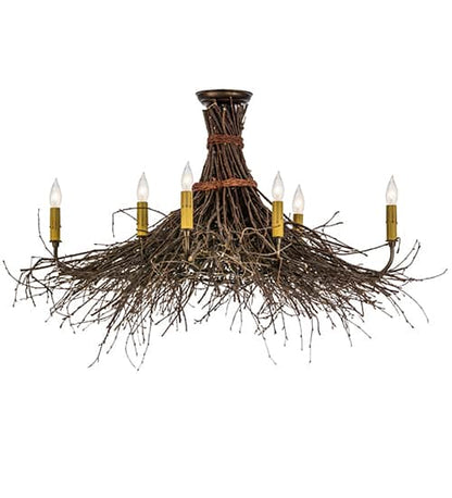 Twigs 8 Light 36" Wide Semi-Flush Ceiling Fixture