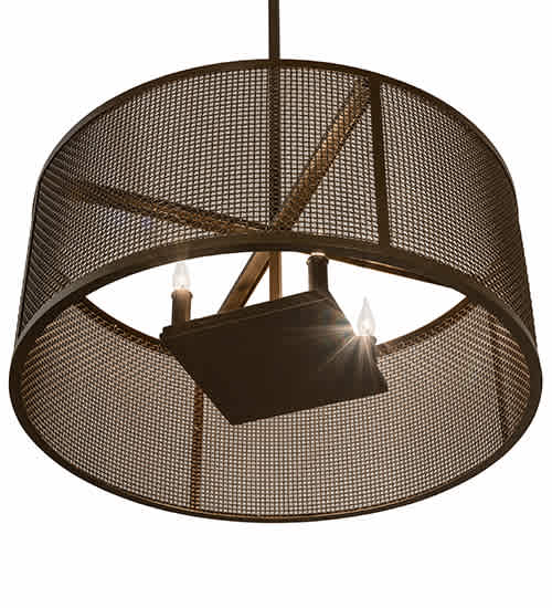 4 Light 24" Wide Cage Pendant