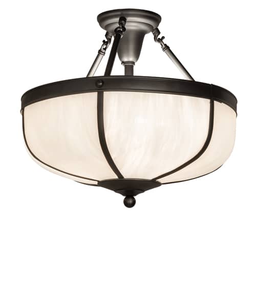 Arts and Crafts 3 Light 18" Wide Semi-Flush Bowl Ceiling Fixture - Craftsman Brown Finish