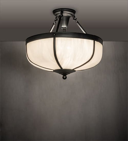 Arts and Crafts 3 Light 18" Wide Semi-Flush Bowl Ceiling Fixture - Craftsman Brown Finish