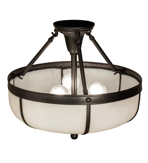 Arts and Crafts 3 Light 18" Wide Semi-Flush Bowl Ceiling Fixture - Craftsman Brown Finish