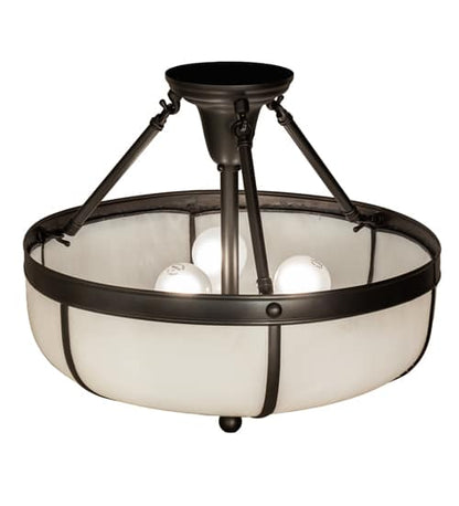 Arts and Crafts 3 Light 18" Wide Semi-Flush Bowl Ceiling Fixture - Craftsman Brown Finish