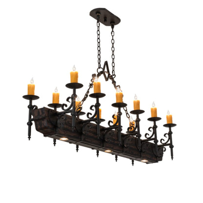 Meyda Tiffany Long Tudor 12 Light 60" Wide Taper Candle Style Chandelier