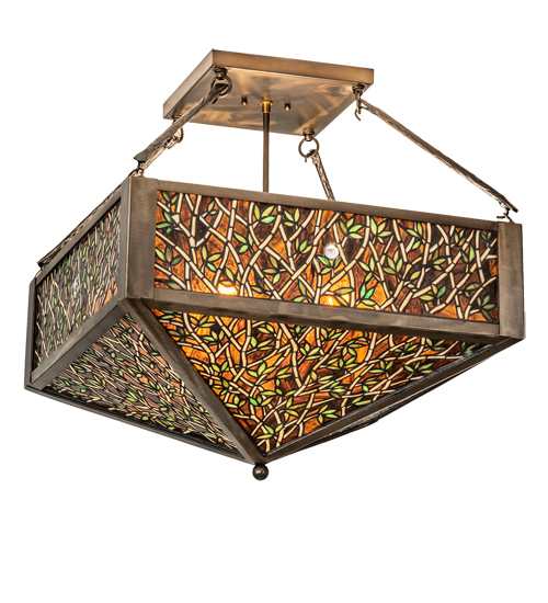 Bamboo 4 Light 33" Wide Semi-Flush Ceiling Fixture