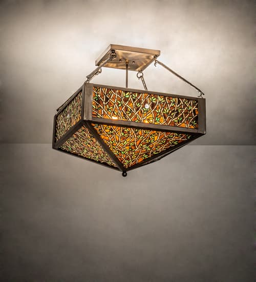 Bamboo 4 Light 33" Wide Semi-Flush Ceiling Fixture
