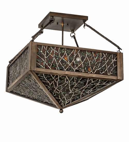 Bamboo 4 Light 33" Wide Semi-Flush Ceiling Fixture