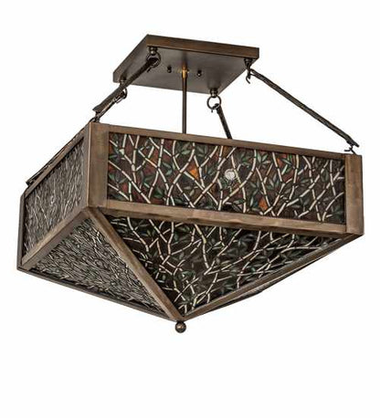 Bamboo 4 Light 33" Wide Semi-Flush Ceiling Fixture