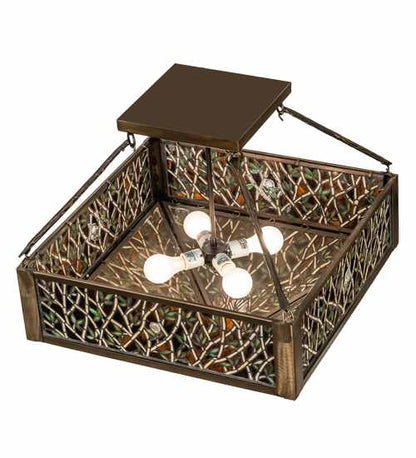 Bamboo 4 Light 33" Wide Semi-Flush Ceiling Fixture