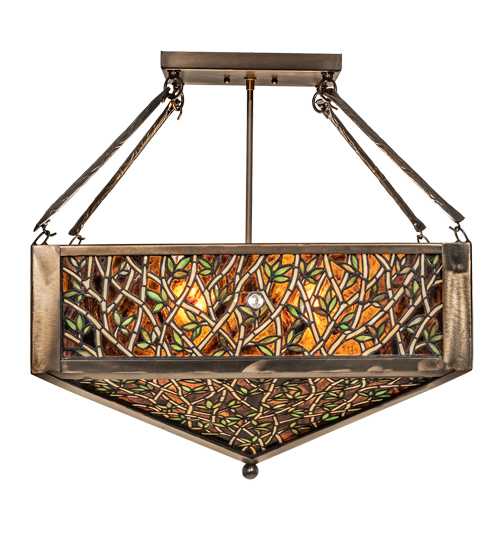 Bamboo 4 Light 33" Wide Semi-Flush Ceiling Fixture