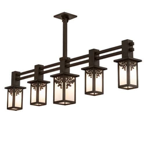 Long Hyde Park Ginko Leaf 5 Light 6" Wide Linear Chandelier