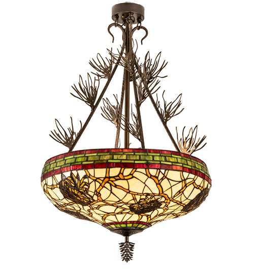 Pinecone 4 Light 40" Tall Semi-Flush Bowl Ceiling Fixture - Antique Copper Finish