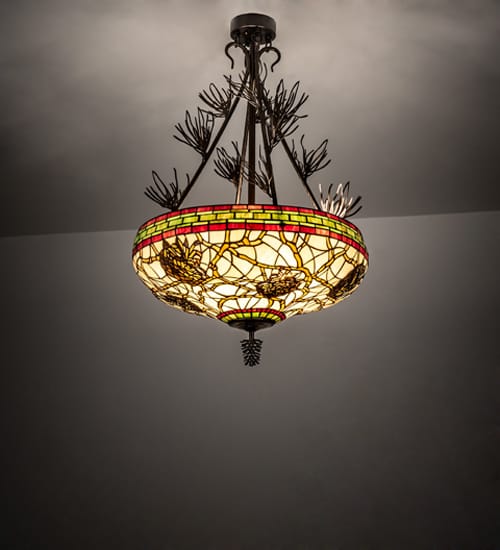 Pinecone 4 Light 40" Tall Semi-Flush Bowl Ceiling Fixture - Antique Copper Finish