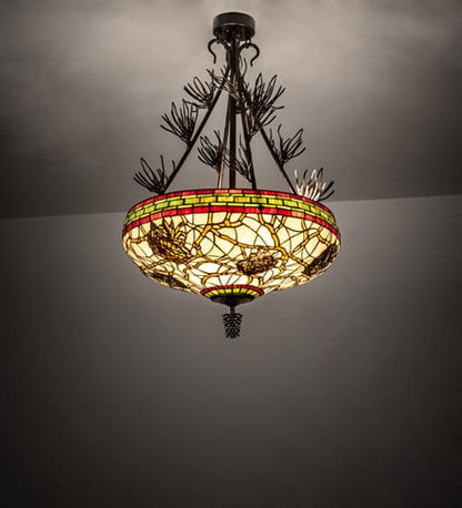 Pinecone 4 Light 40" Tall Semi-Flush Bowl Ceiling Fixture - Antique Copper Finish