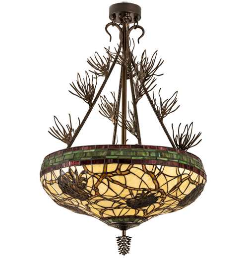 Pinecone 4 Light 40" Tall Semi-Flush Bowl Ceiling Fixture - Antique Copper Finish