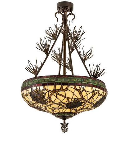 Pinecone 4 Light 40" Tall Semi-Flush Bowl Ceiling Fixture - Antique Copper Finish