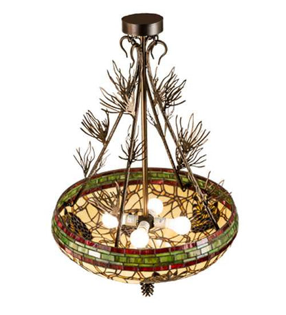 Pinecone 4 Light 40" Tall Semi-Flush Bowl Ceiling Fixture - Antique Copper Finish