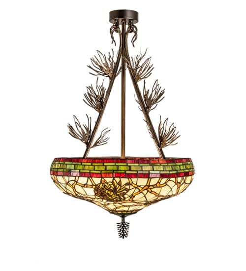 Pinecone 4 Light 40" Tall Semi-Flush Bowl Ceiling Fixture - Antique Copper Finish