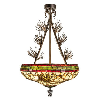 Pinecone 4 Light 40" Tall Semi-Flush Bowl Ceiling Fixture - Antique Copper Finish