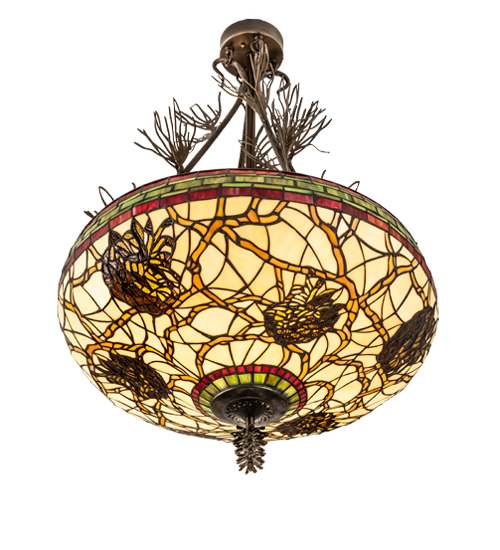 Pinecone 4 Light 40" Tall Semi-Flush Bowl Ceiling Fixture - Antique Copper Finish
