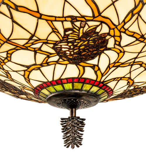 Pinecone 4 Light 40" Tall Semi-Flush Bowl Ceiling Fixture - Antique Copper Finish