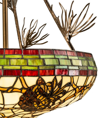 Pinecone 4 Light 40" Tall Semi-Flush Bowl Ceiling Fixture - Antique Copper Finish