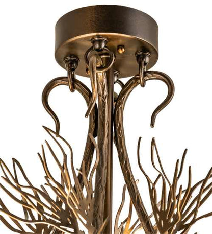 Pinecone 4 Light 40" Tall Semi-Flush Bowl Ceiling Fixture - Antique Copper Finish