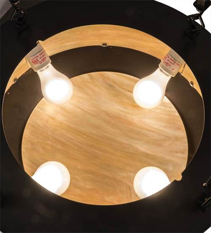 Pomona 4 Light 18" Wide Semi-Flush Drum Ceiling Fixture with Iridized Glass Shade - Craftsman Brown Finish