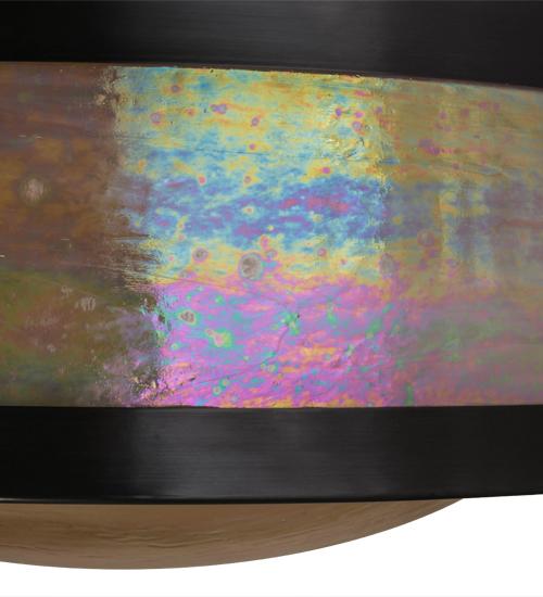 Pomona 4 Light 18" Wide Semi-Flush Drum Ceiling Fixture with Iridized Glass Shade - Craftsman Brown Finish