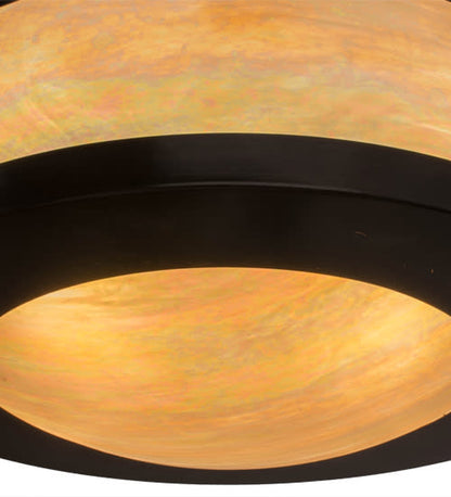 Pomona 4 Light 18" Wide Semi-Flush Drum Ceiling Fixture with Iridized Glass Shade - Craftsman Brown Finish
