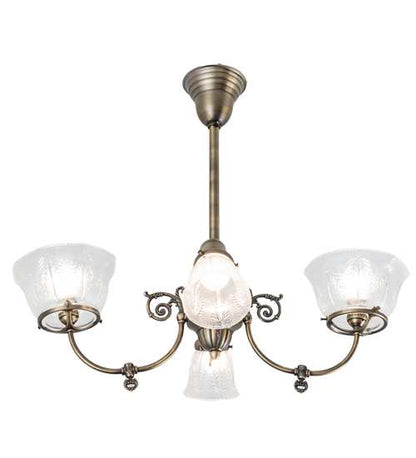 Long Revival Gas and Electric 4 Light 21" Wide Semi-flush Ceiling Fixture