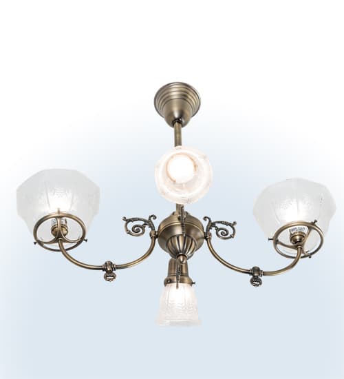 Long Revival Gas and Electric 4 Light 21" Wide Semi-flush Ceiling Fixture