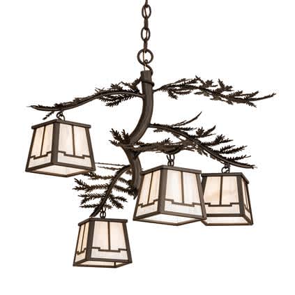 Pine Branch 4 Light 26" Wide Chandelier