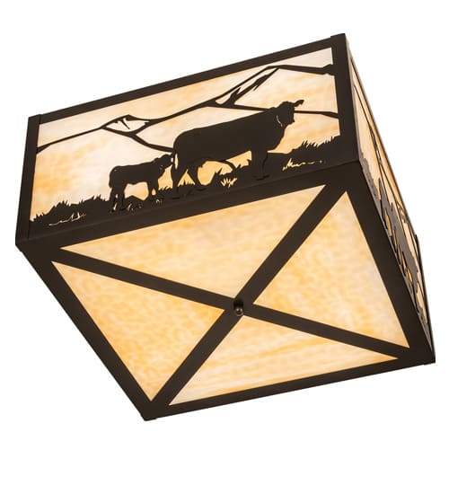 Calf and Cow 4 Light 34" Wide Semi-Flush Square Ceiling Fixture