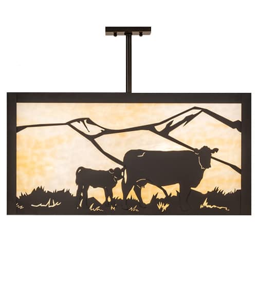 Calf and Cow 4 Light 34" Wide Semi-Flush Square Ceiling Fixture