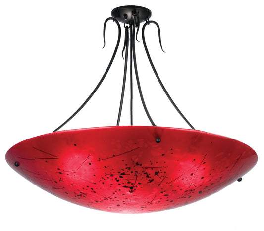 30" W Luce Rossa Fused Glass Inverted Semi-Flushmount Ceiling Fixture