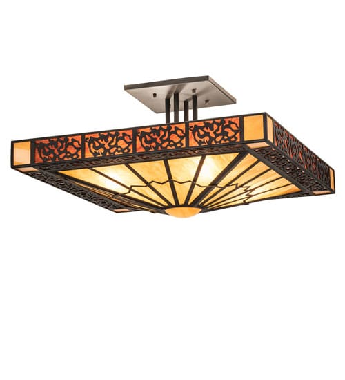 Zuvan 4 Light 43" Wide Semi-Flush Square Ceiling Fixture