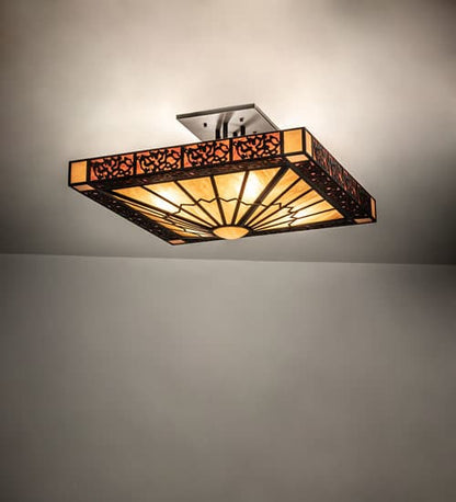 Zuvan 4 Light 43" Wide Semi-Flush Square Ceiling Fixture