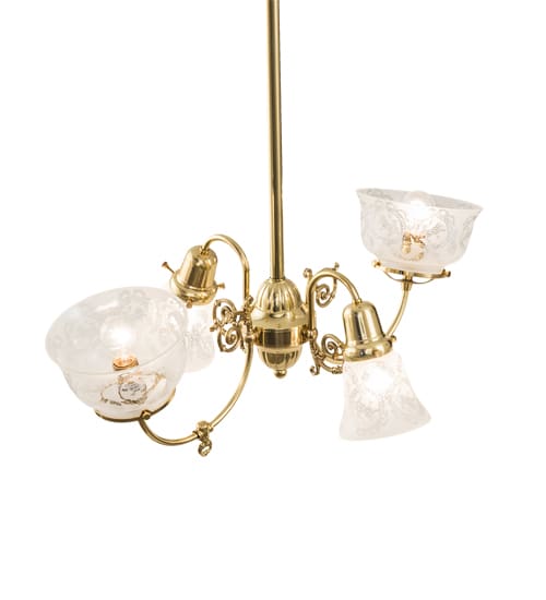 Long Revival Gas and Electric 4 Light 22" Wide Chandelier