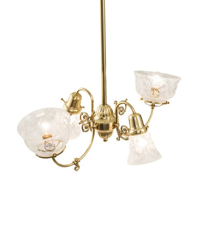 Long Revival Gas and Electric 4 Light 22" Wide Chandelier