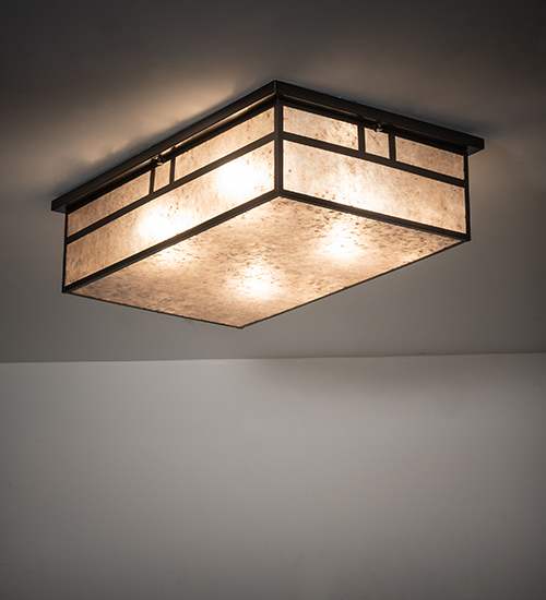 Hyde Park Double Bar Mission 4 Light 36" Wide Flush Mount Ceiling Fixture