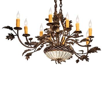 Long Greenbriar Oak 10 Light 24" Wide Taper Candle Style Chandelier