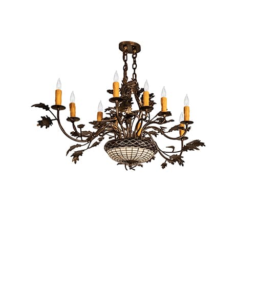 Long Greenbriar Oak 10 Light 24" Wide Taper Candle Style Chandelier