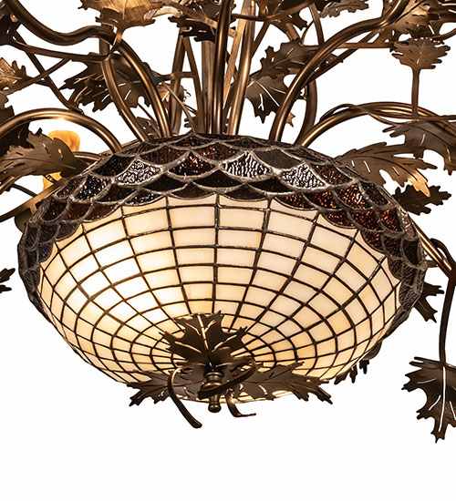 Long Greenbriar Oak 10 Light 24" Wide Taper Candle Style Chandelier