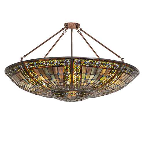 Fleur-de-lis 8 Light 40" Wide Semi-Flush Bowl Ceiling Fixture - Mahogany Bronze Finish