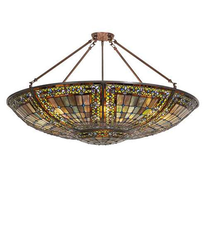 Fleur-de-lis 8 Light 40" Wide Semi-Flush Bowl Ceiling Fixture - Mahogany Bronze Finish