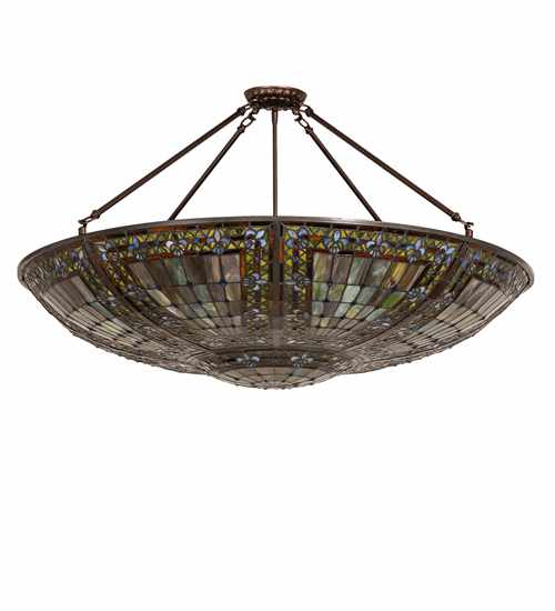 Fleur-de-lis 8 Light 40" Wide Semi-Flush Bowl Ceiling Fixture - Mahogany Bronze Finish